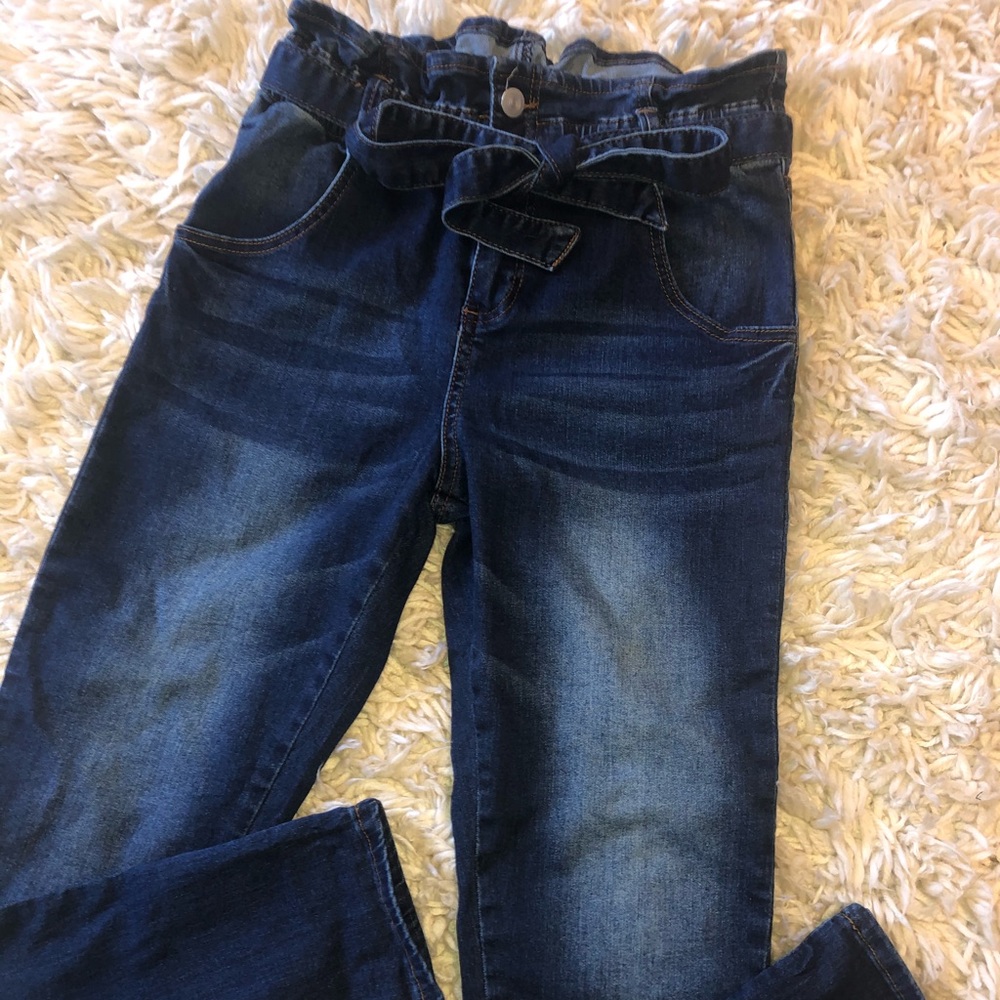 Paper bag skinny jeans